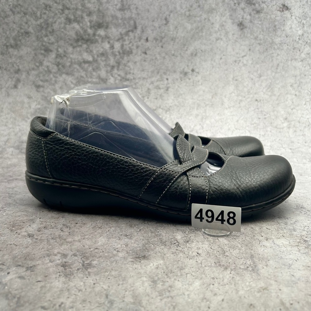 Clarks Bendables Flats Womens 9 Black Leather Mary Jane Comfort Shoes 38733